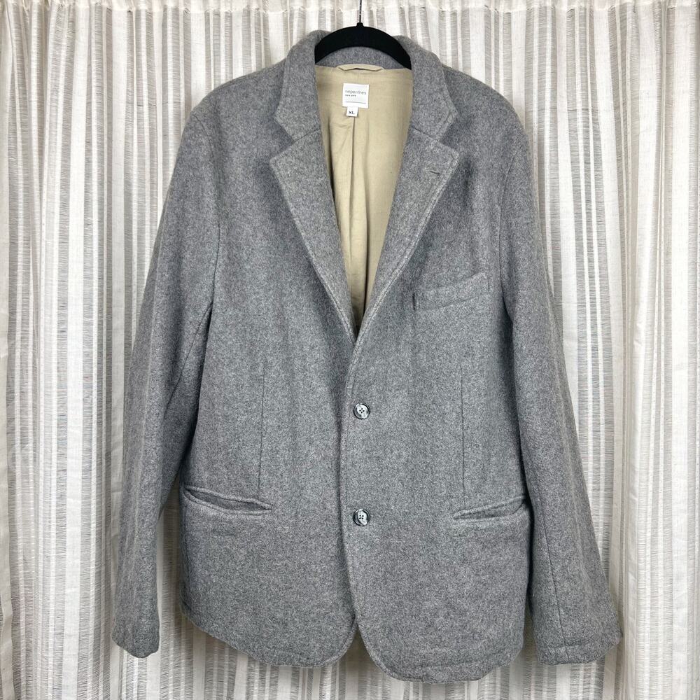 Nepenthes Gray Heavy Wool Blend Lined Winter Blazer USA Made Size XL Unisex
